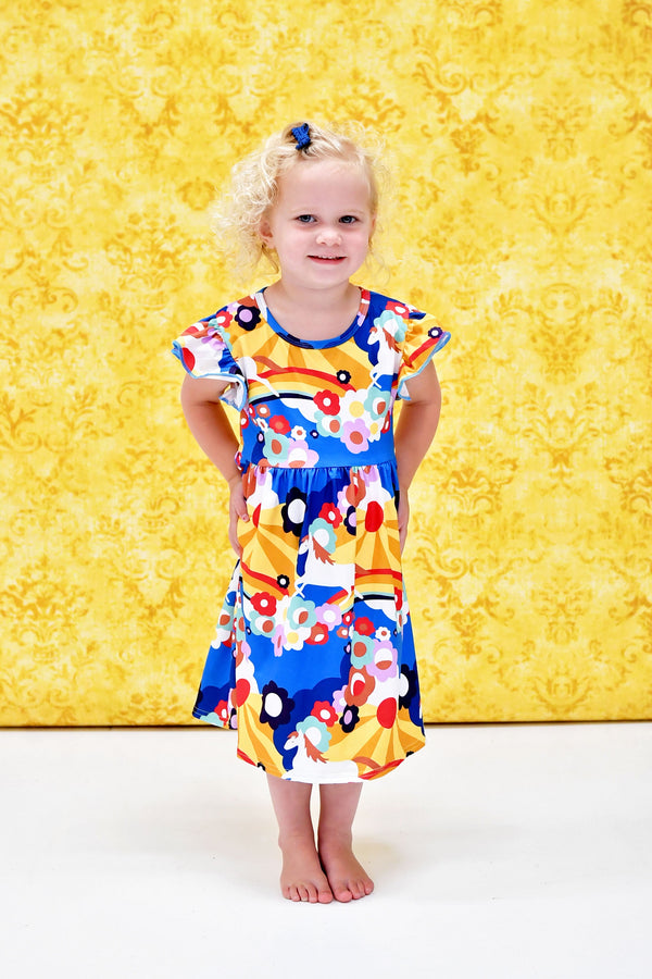painted-horse-long-flutter-milk-silk-dress Great Lakes kids - Sophia's Style-1